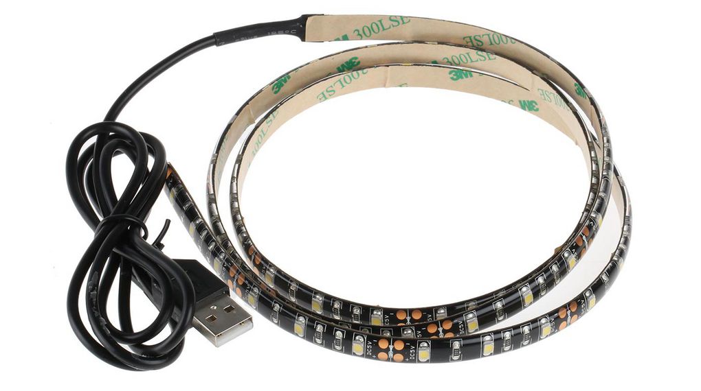 LED Strip, 1m, 5V, 960mA, 4.8W, White